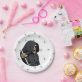 Gothic Gruating Grim Reaper & scythe Papieren Bordje (Feest)