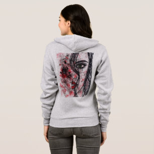 Gothic Grunge Abstract Meisjesportret Lijnkunst Ri Hoodie