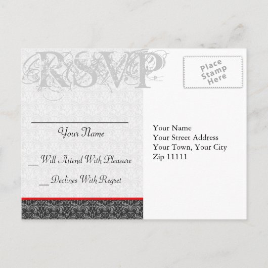 Gothic Grunge All Occasion RSVP Response Uitnodiging Briefkaart (Achterkant)