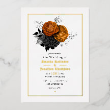 Gothic Grunge Bloemen Bruiloft Folie Uitnodiging