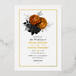 Gothic Grunge Bloemen Bruiloft Folie Uitnodiging