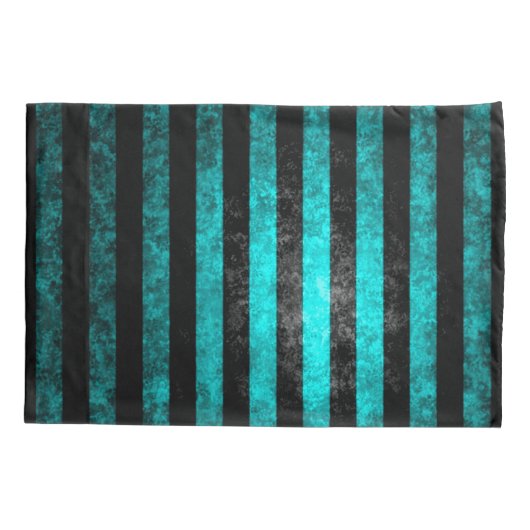 Gothic Grunge Blue & Black Stripes Pattern Kussensloop (Achterkant)