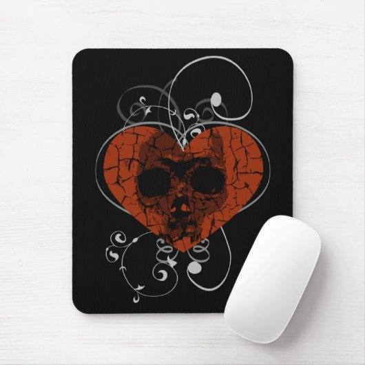 Gothic Grunge Broken Heart Skull Muismat (Met muis)