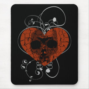 Gothic Grunge Broken Heart Skull Muismat