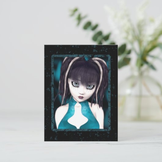 Gothic Grunge Doll Briefkaart (Staand voorkant)