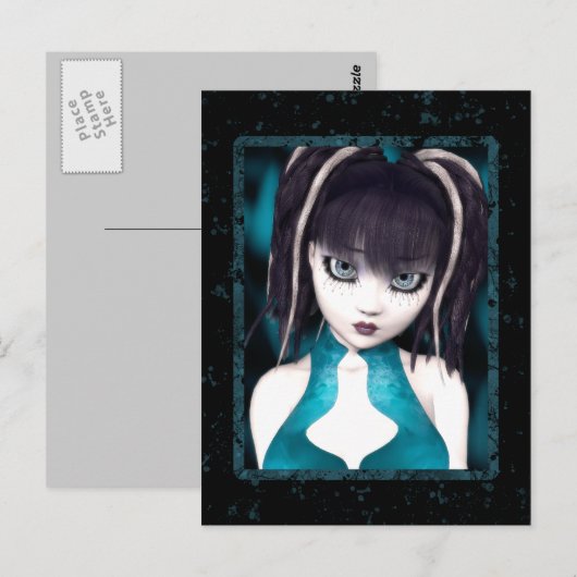 Gothic Grunge Doll Briefkaart (Voorkant / Achterkant)