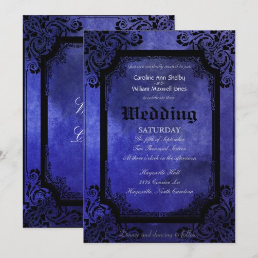 Gothic Grunge filigraan bruiloft uitnodiging (Voorkant / Achterkant)