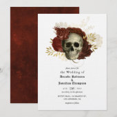 Gothic Grunge Floral Skull Wedding Kaart (Voorkant / Achterkant)
