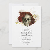 Gothic Grunge Floral Skull Wedding Kaart (Voorkant)