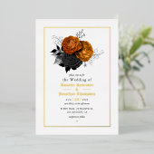 Gothic Grunge Floral Wedding Folie Uitnodiging (Staand Voorkant)