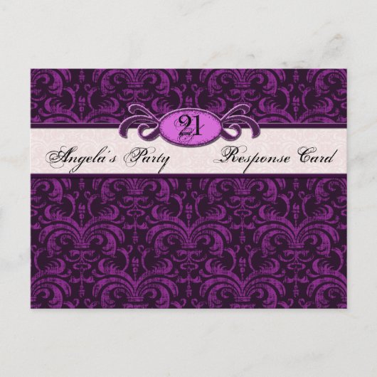 Gothic Grunge Fuchsia Verjaardagsfeest Reageer RSV Uitnodiging Briefkaart (Voorkant)