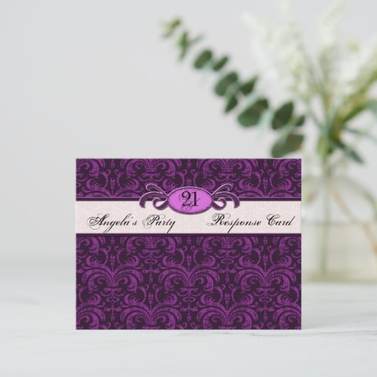 Gothic Grunge Fuchsia Verjaardagsfeest Reageer RSV Uitnodiging Briefkaart (Staand voorkant)