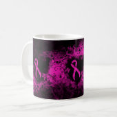 Gothic-grunge Hot-Pink Awareness Ribbon Koffiemok (Voorkant links)