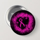 Gothic-grunge Hot-Pink Awareness Ribbon Ronde Button 7,6 Cm (Voorkant /achterkant)
