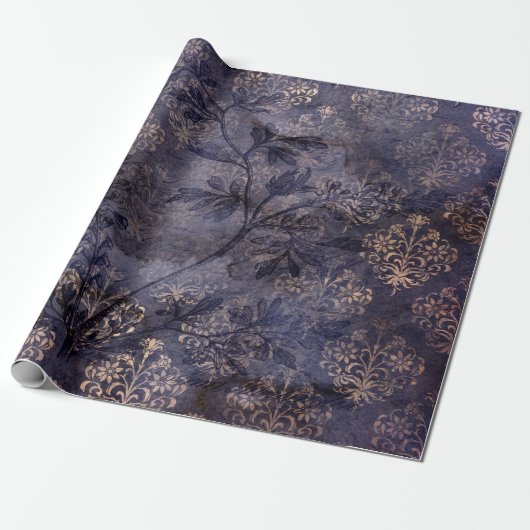 Gothic Grunge Indigo  Cadeaupapier (Uitgerold)