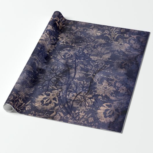 Gothic Grunge Indigo  Cadeaupapier (Uitgerold)