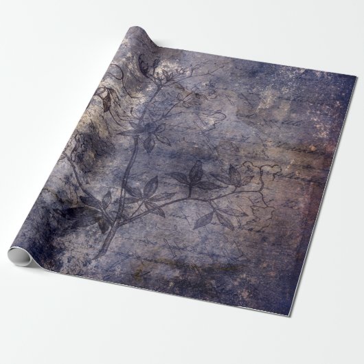 Gothic Grunge Indigo Cadeaupapier (Uitgerold)