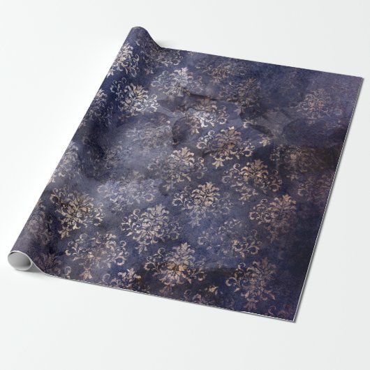 Gothic Grunge Indigo Cadeaupapier (Uitgerold)