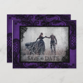 Gothic Grunge Kant Foto Opslaan van de Datum Aankondigingskaart (Voorkant / Achterkant)