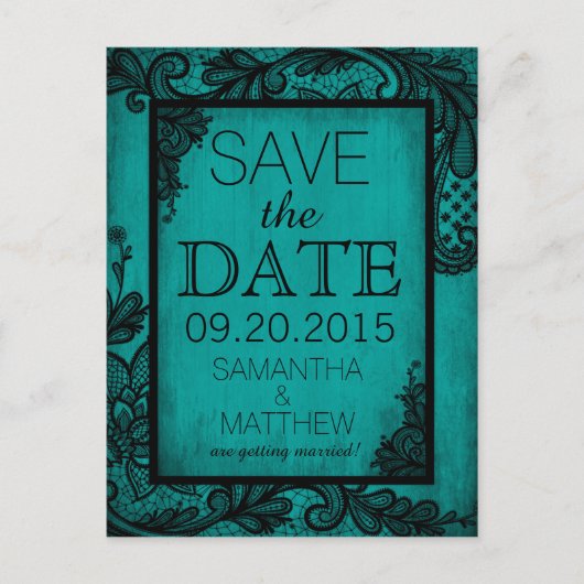 Gothic Grunge Kant Save the Date Aankondigingskaart (Voorkant)