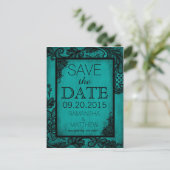 Gothic Grunge Kant Save the Date Aankondigingskaart (Staand voorkant)