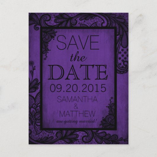 Gothic Grunge Kant Save the Date Aankondigingskaart (Voorkant)