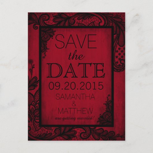 Gothic Grunge Kant Save the Date Aankondigingskaart (Voorkant)