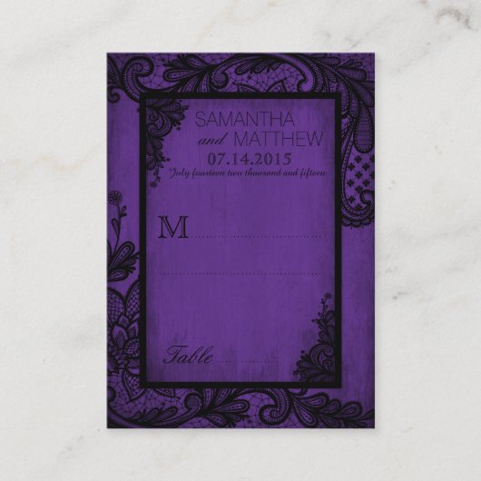 Gothic Grunge Kant Trouwplaats Kaarten Plaatskaartje (Voorkant)