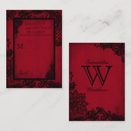 Gothic Grunge Kant Trouwplaats Kaarten Plaatskaartje (Voorkant / Achterkant)