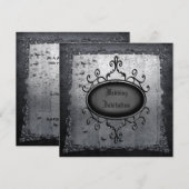  Gothic Grunge Linen Wedding Invites Kaart (Voorkant / Achterkant)
