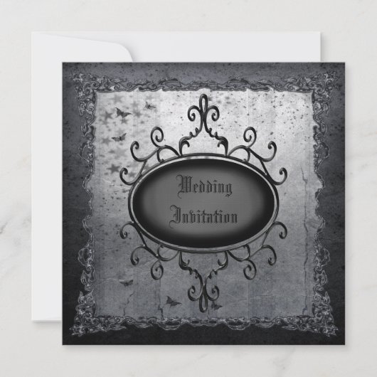  Gothic Grunge Linen Wedding Invites Kaart (Voorkant)