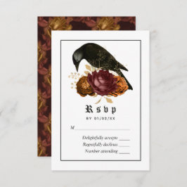 Gothic Grunge Raven Wedding RSVP Kaartje