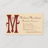 Gothic Grunge Red Gold Initiaal M Monogram Visitekaartje (Achterkant)