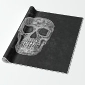 Gothic Grunge Skull Black and White Cadeaupapier (Uitgerold)