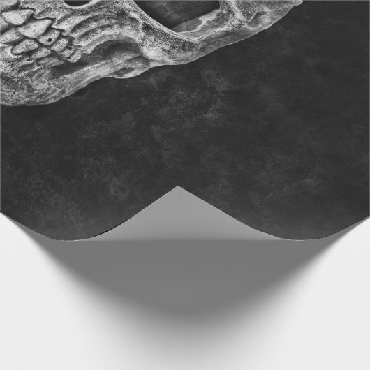 Gothic Grunge Skull Black and White Cadeaupapier (Hoek)