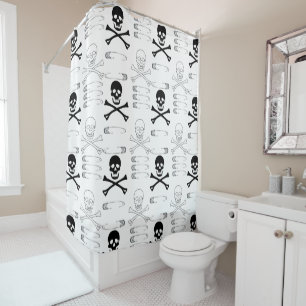 Gothic Grunge Skulls Botten en veiligheidsspelden Douchegordijn