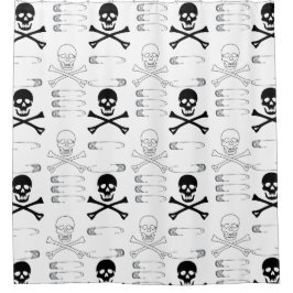 Gothic Grunge Skulls Botten en veiligheidsspelden Douchegordijn