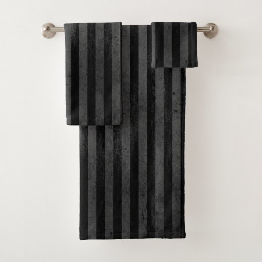 Gothic Grungy Black Stripe Bad Handdoek (Insitu)