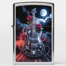 Gothic Guitar Zippo - Zwarte elektrische bijl