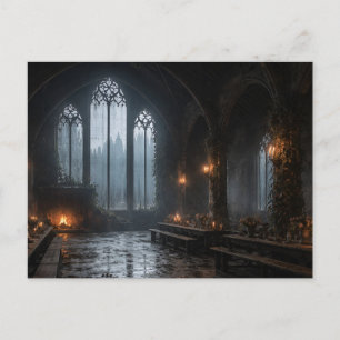 Gothic Hal Gebrandschilderde Ramen Kaarsen Briefka Briefkaart