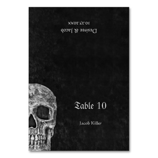 Gothic Half Schedel Cool Zwart En Wit Grunge Kaart (Voorkant)