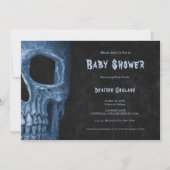 Gothic Half Skull Black Baby Boy Shower Invitation Kaart (Voorkant)