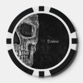 Gothic Half Skull Black en White Cool Grunge Poker Chips (Voorkant)
