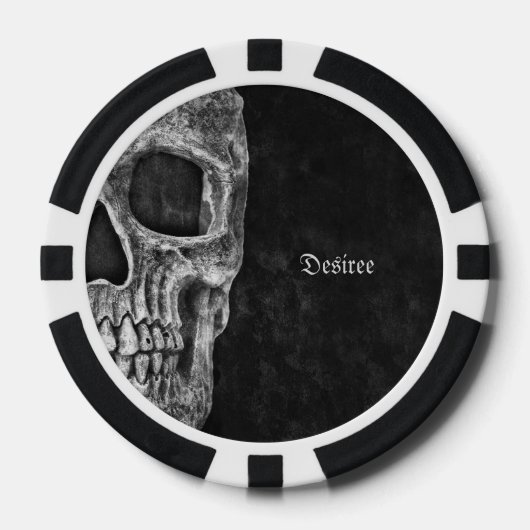 Gothic Half Skull Black en White Cool Grunge Poker Chips (Voorkant)