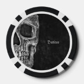 Gothic Half Skull Black en White Cool Grunge Poker Chips (Achterkant)