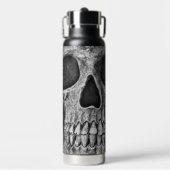 Gothic Half Skull Black en White Cool Texture Waterfles (Voorkant)