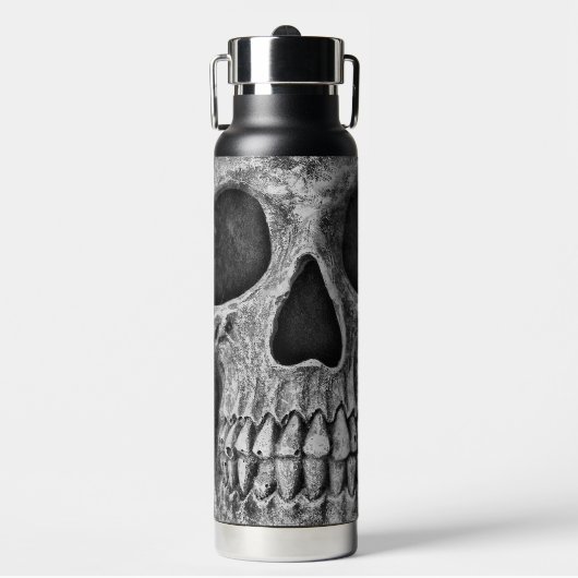 Gothic Half Skull Black en White Cool Texture Waterfles (Voorkant)