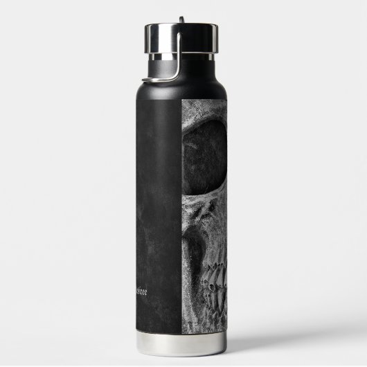 Gothic Half Skull Black en White Cool Texture Waterfles (Rechts)