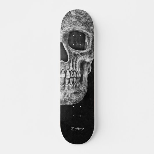 Gothic Half Skull Black en White Grunge Texture Persoonlijk Skateboard (Voorkant)