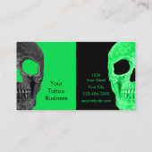Gothic Half Skull Black Neon Green Tattoo Shop Visitekaartje (Achterkant)